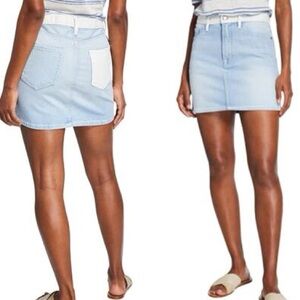 $200 FRAME UNION two tone DENIM MINI SKIRT 28 /M